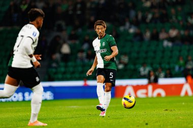 Hidemasa Morita, Taca Da Liga çeyrek final maçında Estadio Jose Alvalade 'deki Sporting CP ve Alverca FC takımları arasında görüldü (Maciej Rogowski / Ball Raw Images)