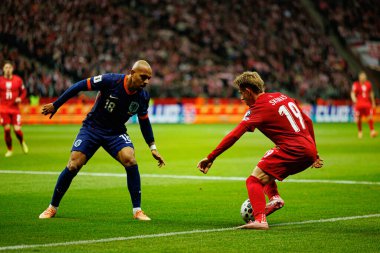 Donyell Mallen ve Michal Skoras, 2026 Dünya Kupası eleme maçında Polonya ve Hollanda milli takımları arasında görüldü (Maciej Rogowski / Ball Raw Images)