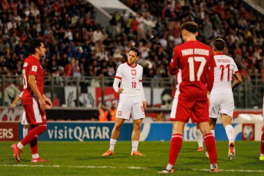 Piotr Zielinski, 2026 Dünya Kupası eleme maçında Malta ve Polonya milli takımları arasında gol attıktan sonra kutlama yaparken görüldü (Maciej Rogowski / Ball Raw Images)