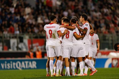 Polonyalı oyuncular, 2026 Dünya Kupası eleme maçında Malta ve Polonya milli takımları arasında Piotr Zielinski 'den gol üstüne gol atarken görüldü (Maciej Rogowski / Ball Raw Images)