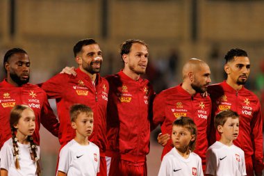 Dünya Kupası 2026 eleme maçında Malta ve Polonya milli takımları arasında Malta 'nın oyuncuları görüldü (Maciej Rogowski / Ball Raw Images)