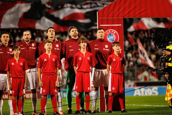 Bartosz Slisz, Tomasz Kedziora, Jakub Kiwior, Bartlomiej Dragowski ve Robert Lewandowski, 2026 Dünya Kupası eleme maçında Malta ve Polonya milli takımları arasında görüldü (Maciej Rogowski / Ball Raw Images)