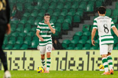 Goncalo Inacio, Liga Portekiz maçı sırasında Estadio Jose Alvalade 'deki Sporting CP ve Alverca FC takımları arasında görüldü (Maciej Rogowski / Ball Raw Images)