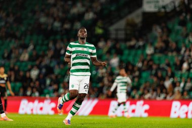 Ousmane Diomande, Liga Portekiz maçı sırasında Estadio Jose Alvalade 'deki Sporting CP ve Alverca FC takımları arasında görüldü (Maciej Rogowski / Ball Raw Images)