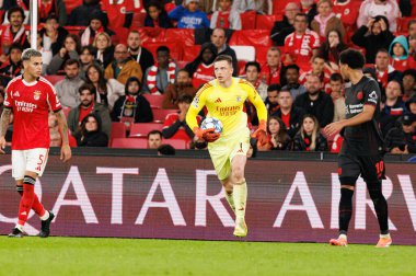 Anatoliy Trubin SL Benfica ve Bayer 04 Leverkusen (Maciej Rogowski / Ball Raw Images) arasındaki Şampiyonlar Ligi faz maçında görüldü)