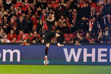Patrik Schick SL Benfica ve Bayer 04 Leverkusen (Maciej Rogowski / Ball Raw Images) arasındaki Şampiyonlar Ligi faz maçında gol attıktan sonra kutlama yaparken görüldü.)