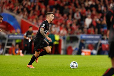 Alejandro Grimaldo SL Benfica ve Bayer 04 Leverkusen (Maciej Rogowski / Ball Raw Images) arasındaki Şampiyonlar Ligi faz maçında görüldü)