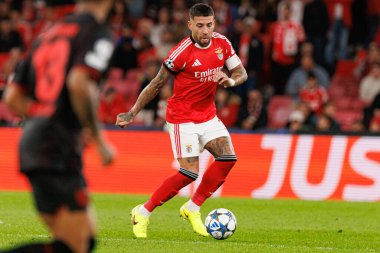 Nicolas Otamendi SL Benfica ve Bayer 04 Leverkusen (Maciej Rogowski / Ball Raw Images) arasındaki Şampiyonlar Ligi faz maçında görüldü)
