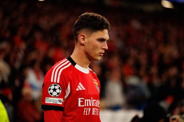 Georgiy Sudakov SL Benfica ve Bayer 04 Leverkusen (Maciej Rogowski / Ball Raw Images) arasındaki Şampiyonlar Ligi faz maçında görüldü)