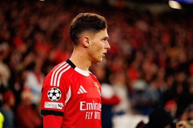 Georgiy Sudakov SL Benfica ve Bayer 04 Leverkusen (Maciej Rogowski / Ball Raw Images) arasındaki Şampiyonlar Ligi faz maçında görüldü)