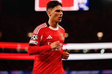 Georgiy Sudakov SL Benfica ve Bayer 04 Leverkusen (Maciej Rogowski / Ball Raw Images) arasındaki Şampiyonlar Ligi faz maçında görüldü)