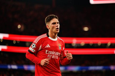 Georgiy Sudakov SL Benfica ve Bayer 04 Leverkusen (Maciej Rogowski / Ball Raw Images) arasındaki Şampiyonlar Ligi faz maçında görüldü)