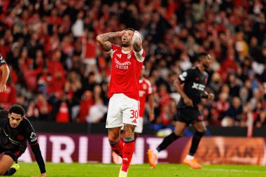 Nicolas Otamendi SL Benfica ve Bayer 04 Leverkusen (Maciej Rogowski / Ball Raw Images) arasındaki Şampiyonlar Ligi faz maçında görüldü)