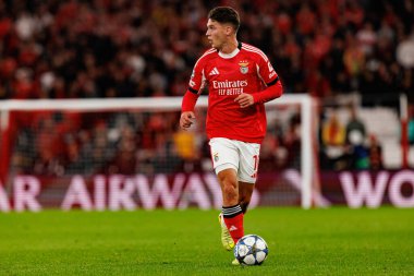 Georgiy Sudakov SL Benfica ve Bayer 04 Leverkusen (Maciej Rogowski / Ball Raw Images) arasındaki Şampiyonlar Ligi faz maçında görüldü)