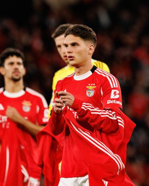 Georgiy Sudakov SL Benfica ve Bayer 04 Leverkusen (Maciej Rogowski / Ball Raw Images) arasındaki Şampiyonlar Ligi faz maçında görüldü)