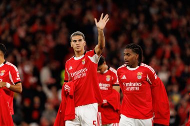 Enzo Barrenechea SL Benfica ve Bayer 04 Leverkusen (Maciej Rogowski / Ball Raw Images) arasındaki Şampiyonlar Ligi faz maçında görüldü.)
