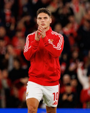 Georgiy Sudakov SL Benfica ve Bayer 04 Leverkusen (Maciej Rogowski / Ball Raw Images) arasındaki Şampiyonlar Ligi faz maçında görüldü)