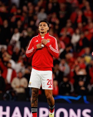 Richard Rios SL Benfica ve Bayer 04 Leverkusen (Maciej Rogowski / Ball Raw Images) arasındaki Şampiyonlar Ligi faz maçında görüldü)