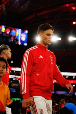 Georgiy Sudakov SL Benfica ve Bayer 04 Leverkusen (Maciej Rogowski / Ball Raw Images) arasındaki Şampiyonlar Ligi faz maçında görüldü)