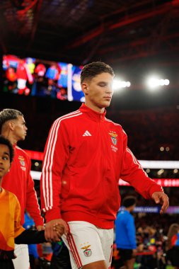 Georgiy Sudakov SL Benfica ve Bayer 04 Leverkusen (Maciej Rogowski / Ball Raw Images) arasındaki Şampiyonlar Ligi faz maçında görüldü)