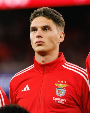 Georgiy Sudakov SL Benfica ve Bayer 04 Leverkusen (Maciej Rogowski / Ball Raw Images) arasındaki Şampiyonlar Ligi faz maçında görüldü)