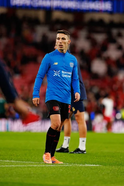 Alejandro Grimaldo SL Benfica ve Bayer 04 Leverkusen (Maciej Rogowski / Ball Raw Images) arasındaki Şampiyonlar Ligi faz maçında görüldü)