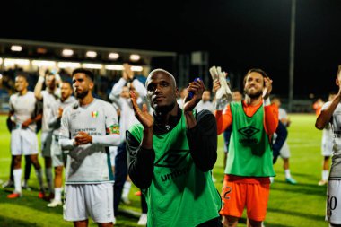Jefferson Encada, Liga Portekiz maçı sırasında Estadio Belediyesi Rio Maior 'daki Casa Pia ve CF Estrela Amadora (Maciej Rogowski / Ball Raw Images) takımları arasında görüldü.)
