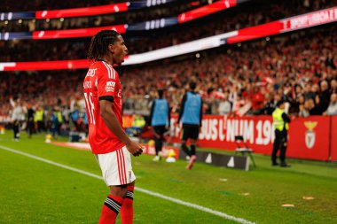 Leandro Barreiro, SL Benfica ve Casa Pia AC (Maciej Rogowski / Ball Raw Images) arasında oynanan Liga Portekiz maçında gol attıktan sonra kutlama yaparken görüldü.)
