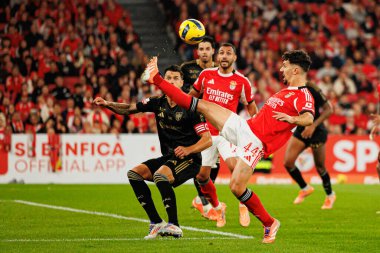 Jose Fonte, Vangelis Pavlidis ve Tomas Araujo Liga Portekiz maçında SL Benfica ve Casa Pia AC (Maciej Rogowski / Ball Raw Images) arasında görüldü)