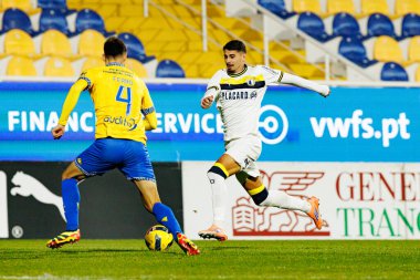 Gil Dias, GD Estoril Praia ve FC Famalicao takımları arasında Estadio Antonio Coimbra da Mota (Maciej Rogowski / Ball Raw Images) maçında görüldü.)