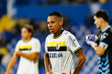 Gustavo Garcia, GD Estoril Praia ve FC Famalicao takımları arasında Estadio Antonio Coimbra da Mota (Maciej Rogowski / Ball Raw Images) maçında görüldü.)