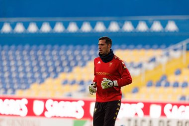 Joel Robles, GD Estoril Praia ve FC Famalicao takımları arasında Estadio Antonio Coimbra da Mota (Maciej Rogowski / Ball Raw Images) maçında görüldü.)