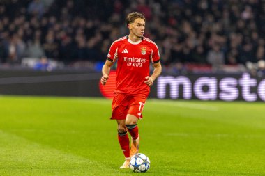 Amar Dediç, AFC Ajax ve SL Benfica (Maciej Rogowski / Ball Raw Images) arasında Şampiyonlar Ligi faz oyunu sırasında görüldü)