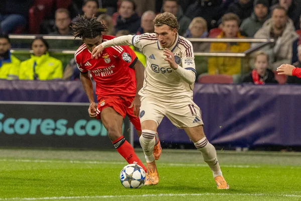 Mika Godts, AFC Ajax ve SL Benfica (Maciej Rogowski / Ball Raw Images) arasında Şampiyonlar Ligi faz oyunu sırasında görüldü)