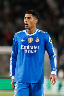 Elche, İspanya - 11 23 23 2025: Jude Bellingham, Elche CF ve Real Madrid FC takımları arasında oynanan LaLiga EA Spor maçı sırasında görüldü  