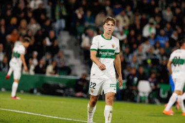 Elche, İspanya - 11 23 23 2025: David Affengruber, Elche CF ve Real Madrid FC takımları arasında LaLiga EA SPORTS maçı sırasında görüldü 