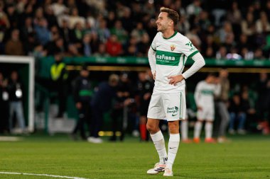 Elche, İspanya - 11 23 23 2025: Marc Aguado, Elche CF ve Real Madrid FC takımları arasında oynanan LaLiga EA Spor maçı sırasında görüldü 