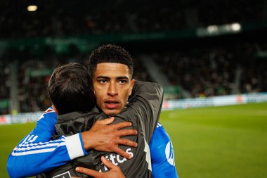 Elche, İspanya - 11 23 23 2025: Jude Bellingham, Elche CF ve Real Madrid FC takımları arasında oynanan LaLiga EA Spor maçı sırasında görüldü 