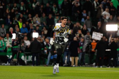 Elche, İspanya - 11 23 23 2025: Thibaut Courtois, Elche CF ve Real Madrid FC takımları arasında oynanan LaLiga EA SPORTS maçı sırasında görüldü 