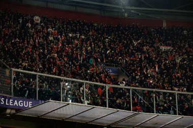 Benfica taraftarları AFC Ajax ve SL Benfica (Maciej Rogowski / Ball Raw Images) arasında Şampiyonlar Ligi faz oyunu sırasında görüldü)
