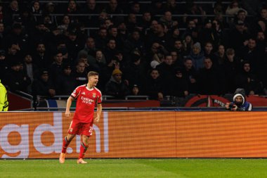Samuel Dahl, AFC Ajax ve SL Benfica (Maciej Rogowski / Ball Raw Images) arasındaki Şampiyonlar Ligi faz maçında gol attıktan sonra kutlama yaparken görüldü)