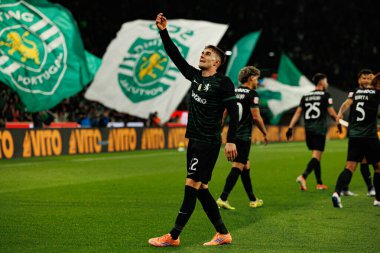 Ivan Fresneda, Estadio Jose Alvalade 'de (Maciej Rogowski / Ball Raw Images) oynayan Sporting CP ve CF Estrela Amadora takımları arasında oynanan Liga Portekiz maçında gol attıktan sonra kutlama yaparken görülüyor.)