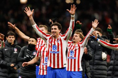 Atletico ve Jose Maria Gimenez 'in oyuncuları Atletico de Madrid ile Internazionale Milano (Maciej Rogowski / Ball Raw Images) arasındaki Şampiyonlar Ligi faz maçında kutlama yaparken görüldü.)