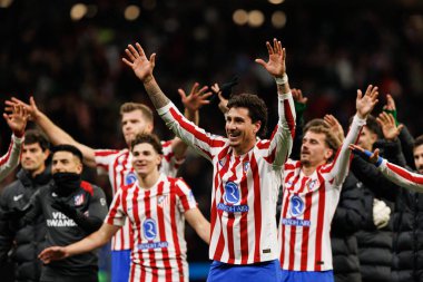 Atletico ve Jose Maria Gimenez 'in oyuncuları Atletico de Madrid ile Internazionale Milano (Maciej Rogowski / Ball Raw Images) arasındaki Şampiyonlar Ligi faz maçında kutlama yaparken görüldü.)