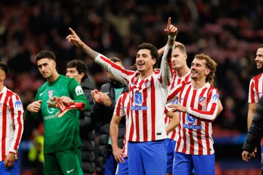 Atletico oyuncuları Atletico de Madrid ile Internazionale Milano (Maciej Rogowski / Ball Raw Images) arasındaki Şampiyonlar Ligi faz maçında kutlama yaparken görüldü.)
