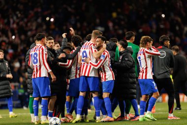 Players of Atletico seen  celebrating during Champions League league phase game between Atletico de Madrid and Internazionale Milano  (Maciej Rogowski/Ball Raw Images)