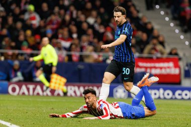 Atletico de Madrid ile Internazionale Milano (Maciej Rogowski / Ball Raw Images) arasındaki Şampiyonlar Ligi faz maçında Alejandro Baena ve Carlos Augusto görüldü.)