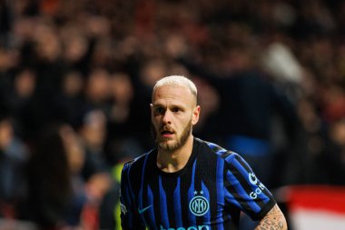 Federico Dimarco, Atletico de Madrid ile Internazionale Milano (Maciej Rogowski / Ball Raw Images) arasındaki Şampiyonlar Ligi faz maçında görüldü.)