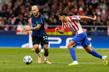 Federico Dimardo and Nahuel Molina seen during Champions League league phase game between Atletico de Madrid and Internazionale Milano  (Maciej Rogowski/Ball Raw Images)