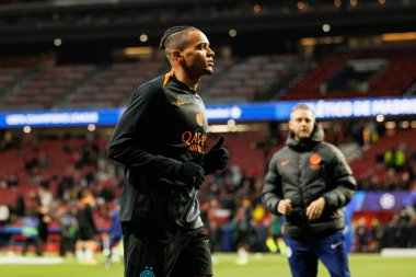 Manuel Akanji, Atletico de Madrid ile Internazionale Milano (Maciej Rogowski / Ball Raw Images) arasındaki Şampiyonlar Ligi faz maçında görüldü.)